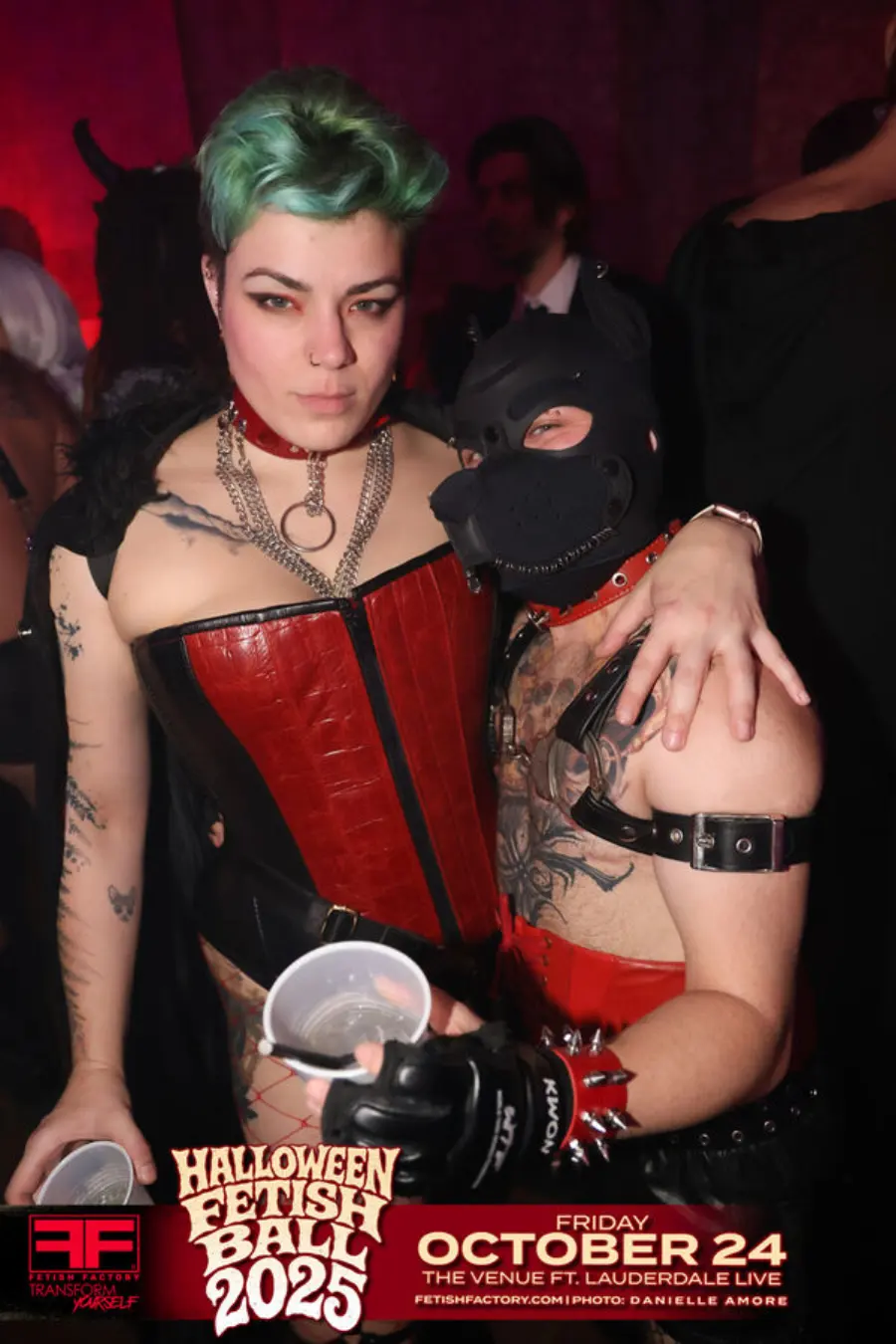 Halloween Fetish Ball guest in fetish costume