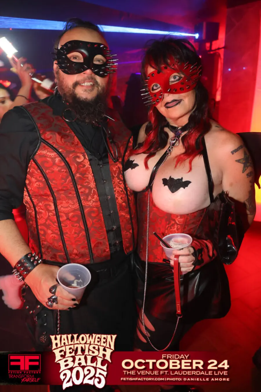 Halloween Fetish Ball guest in fetish costume