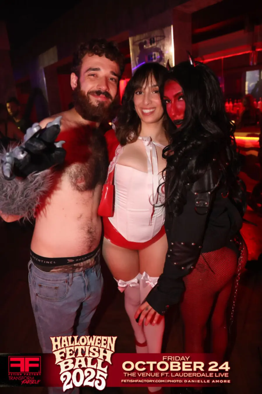 Halloween Fetish Ball guest in fetish costume