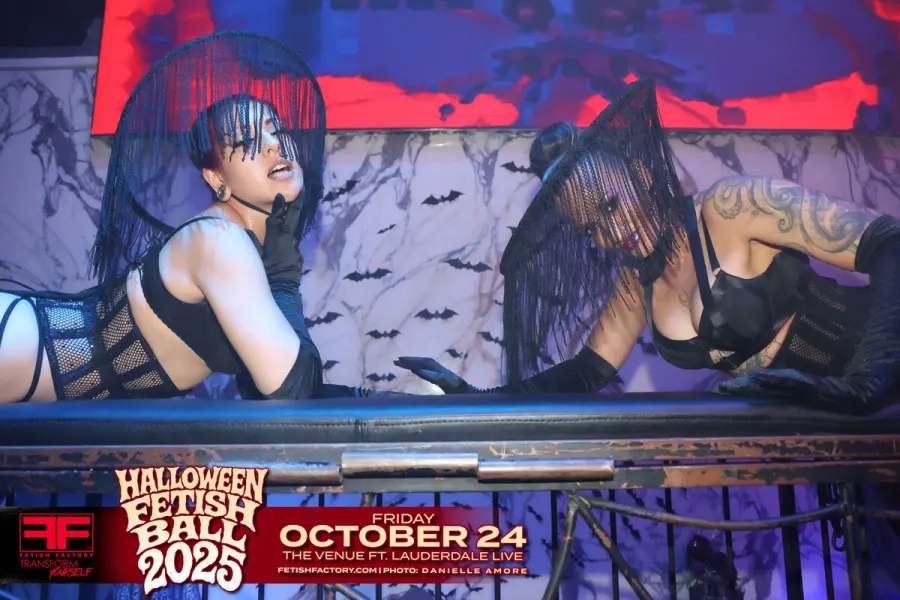 Halloween Fetish Ball guest in fetish costume