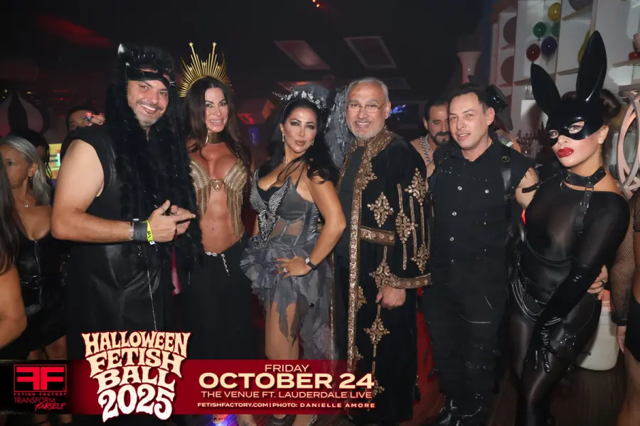 Halloween Fetish Ball guest in fetish costume