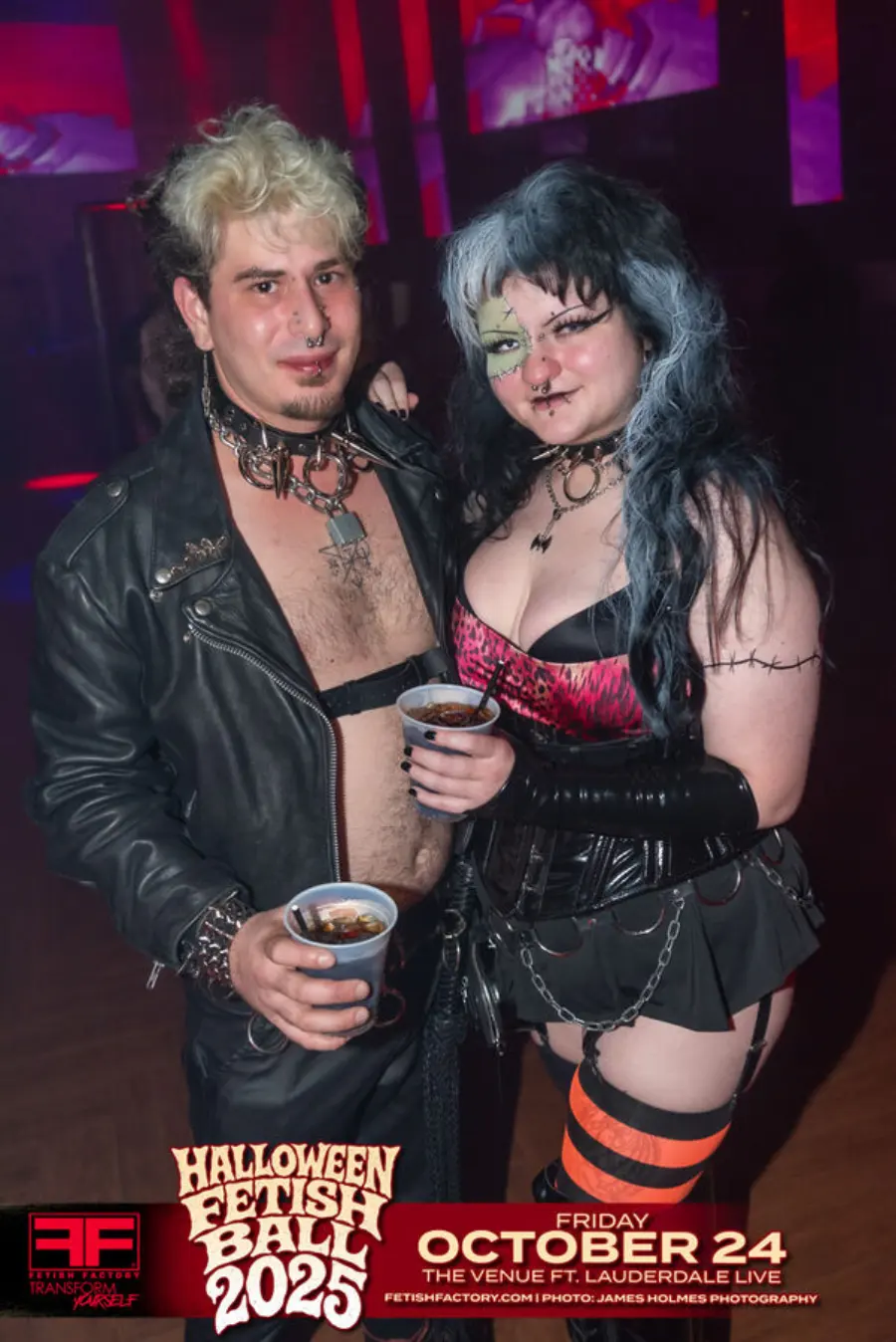Halloween Fetish Ball guest in fetish costume