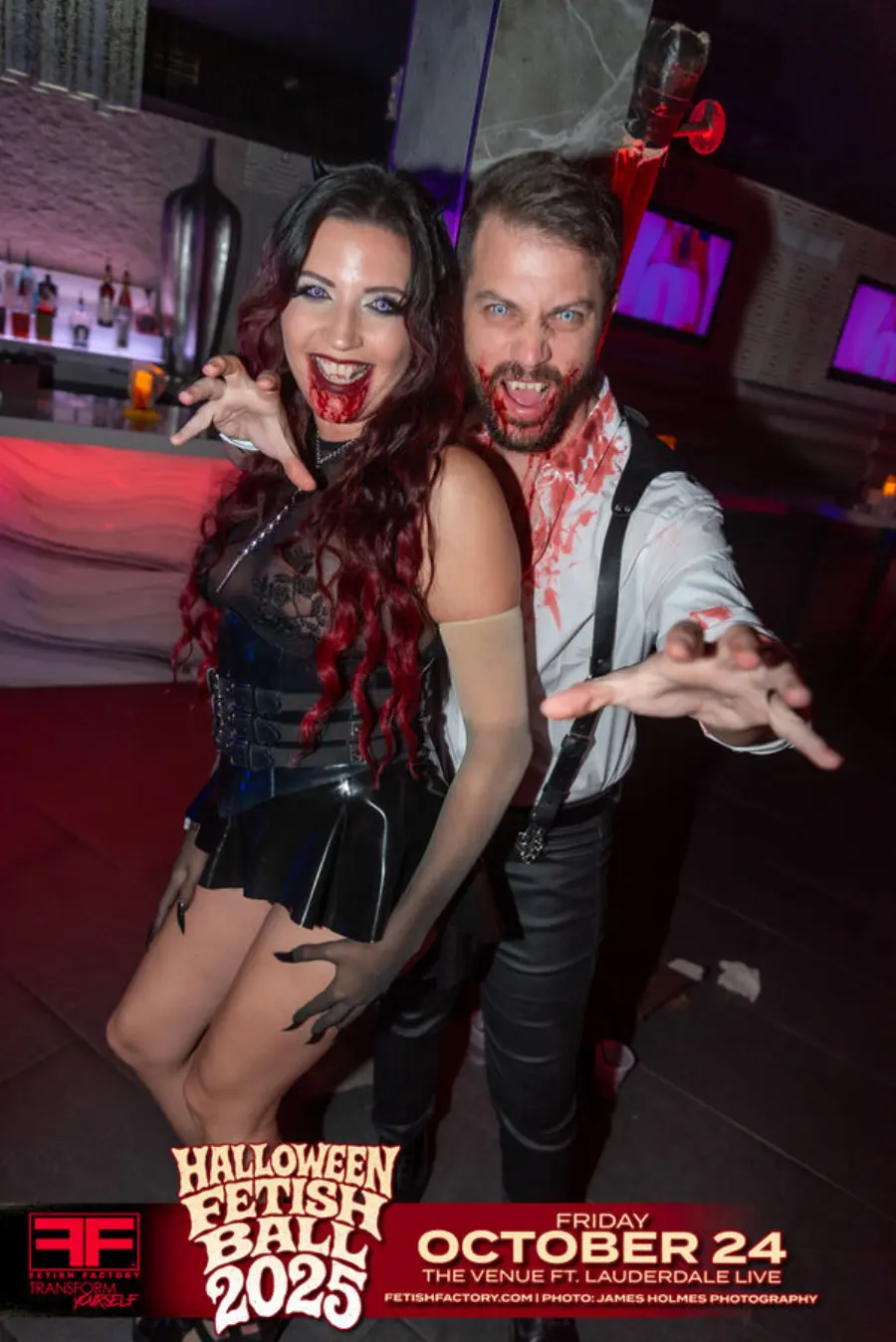 Halloween Fetish Ball guest in fetish costume