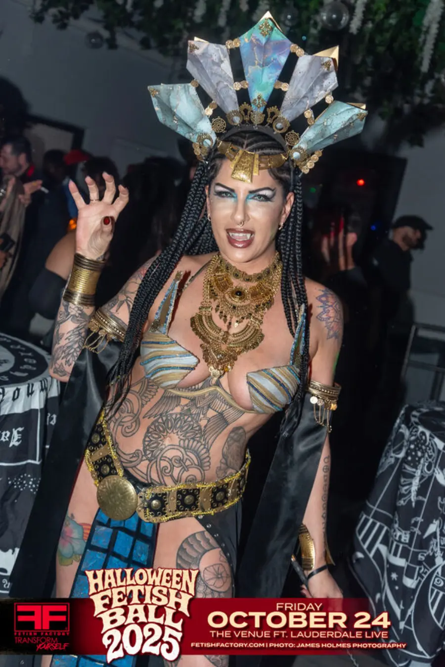 Halloween Fetish Ball guest in fetish costume