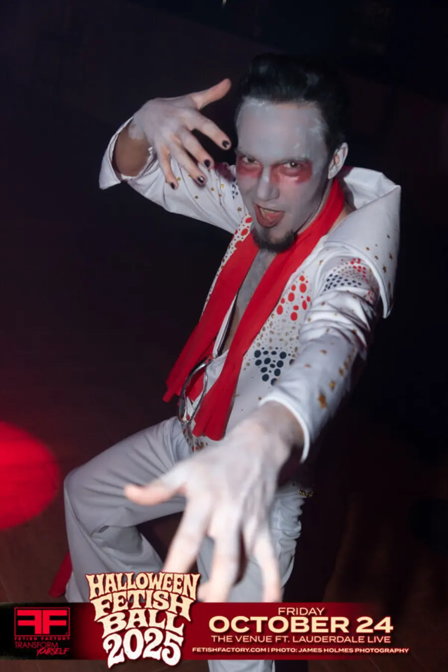 Halloween Fetish Ball guest in fetish costume