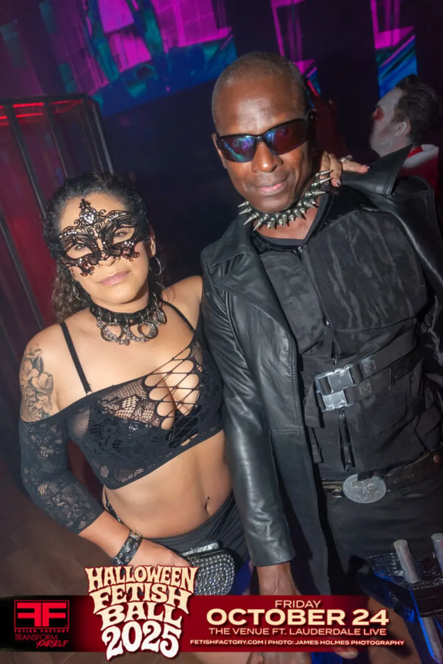 Halloween Fetish Ball guest in fetish costume