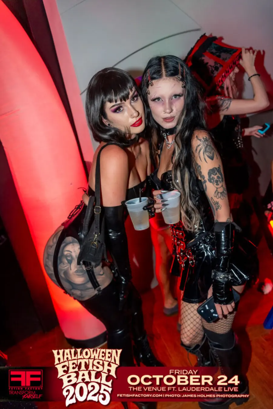 Halloween Fetish Ball guest in fetish costume