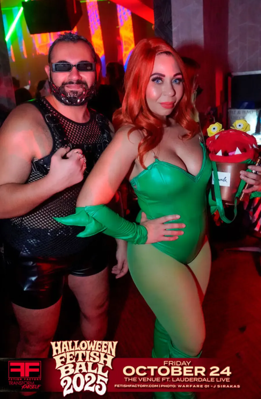 Halloween Fetish Ball guest in fetish costume