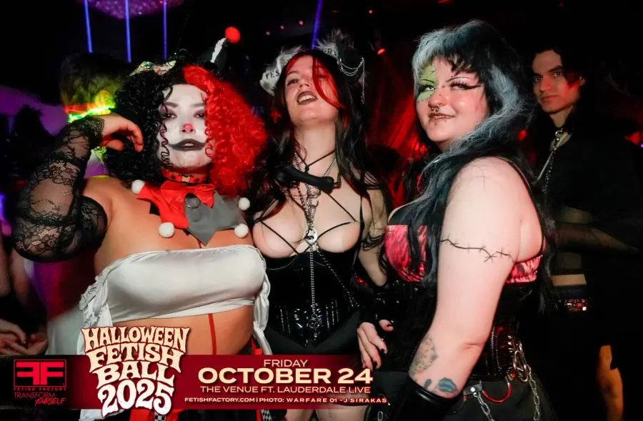Halloween Fetish Ball guest in fetish costume