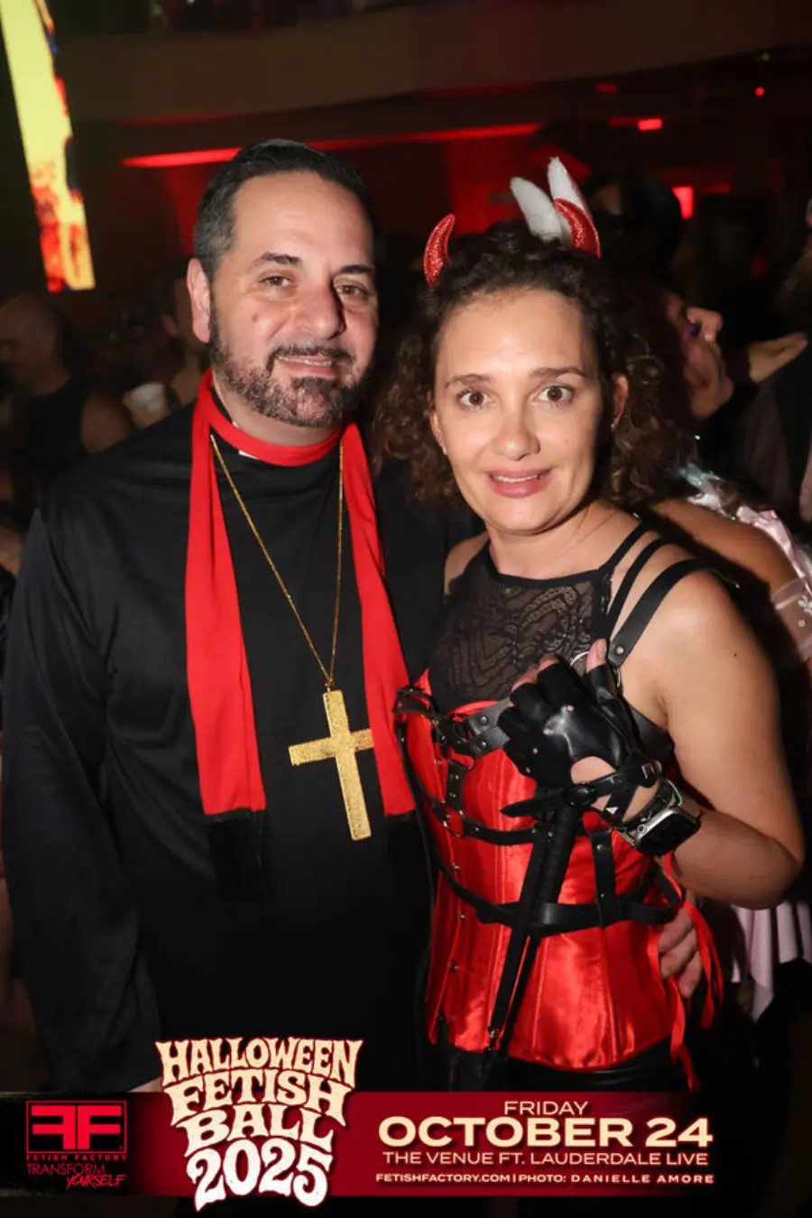 Halloween Fetish Ball guest in fetish costume